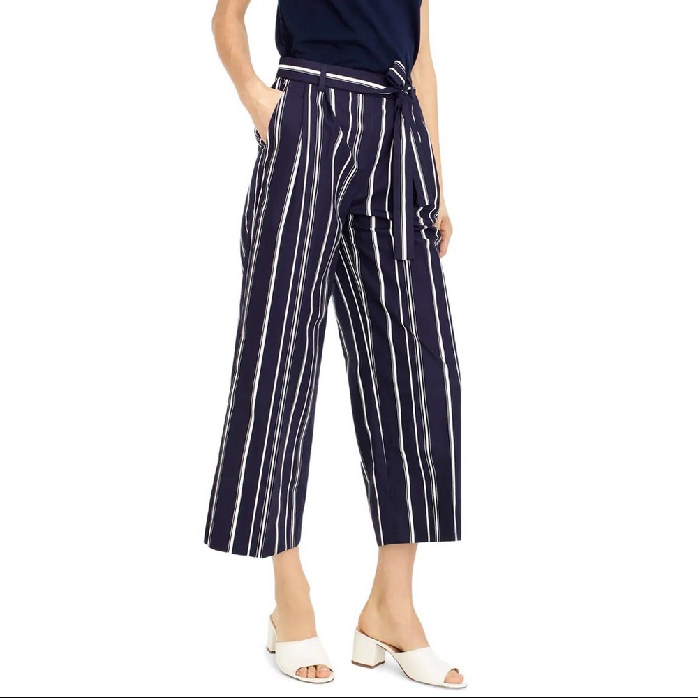J. Crew Wide Leg Stripe Cotton Poplin Pants, 4 - Picture 2 of 8